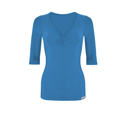 Slim Ruched Elbow Sleeve Top
