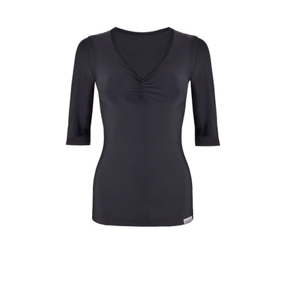 Slim Ruched Elbow Sleeve Top