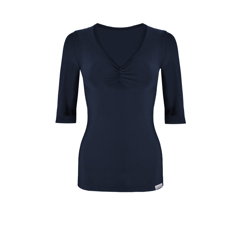 Slim Ruched Elbow Sleeve Top