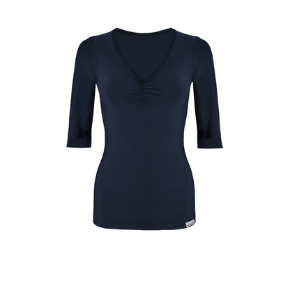 Slim Ruched Elbow Sleeve Top